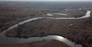  Вид реки с дрона. Левый приток Волги